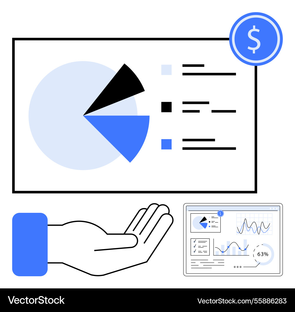 Data visualization with charts and symbols Data visualization with charts and symbols Vector Image