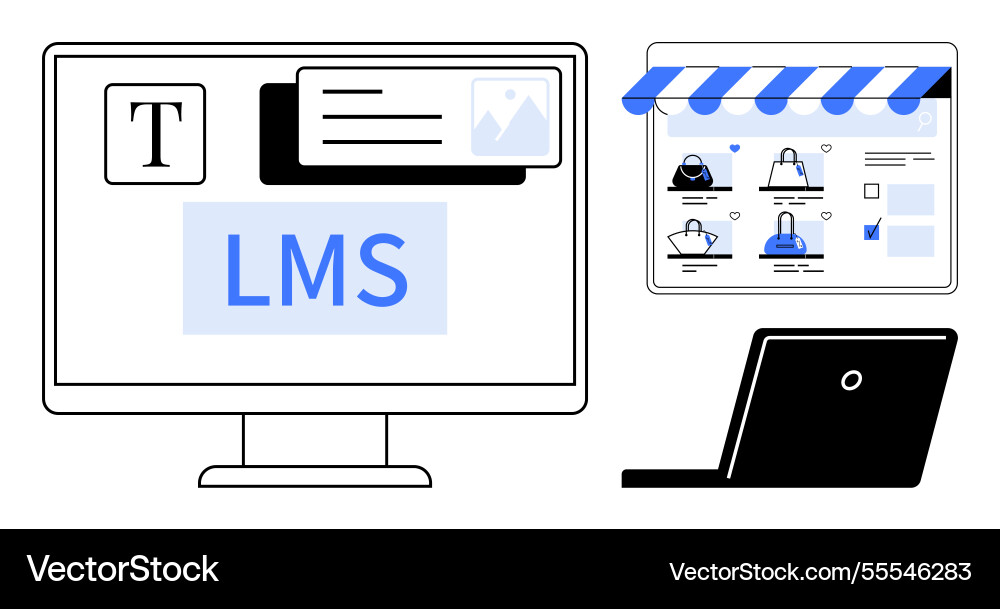 E-learning and e-commerce integration on digital Vector Image