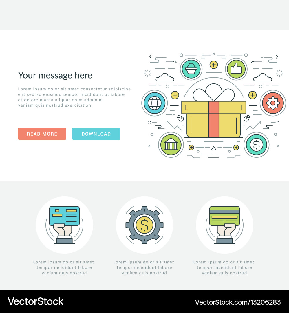 Flat line business concept web site header vector image