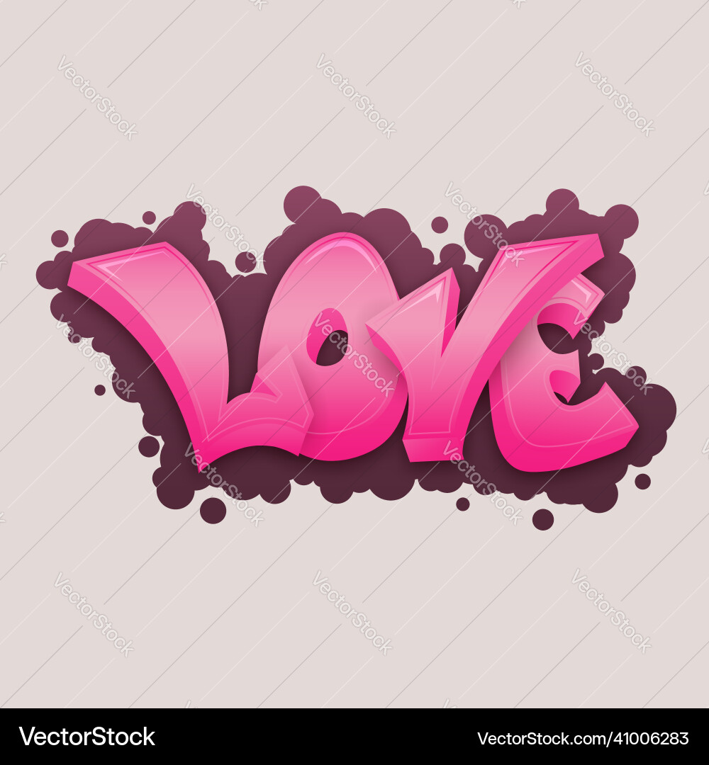 Liebe 3d Text Graffiti Stil Schriftzug Lizenzfreier Vektor