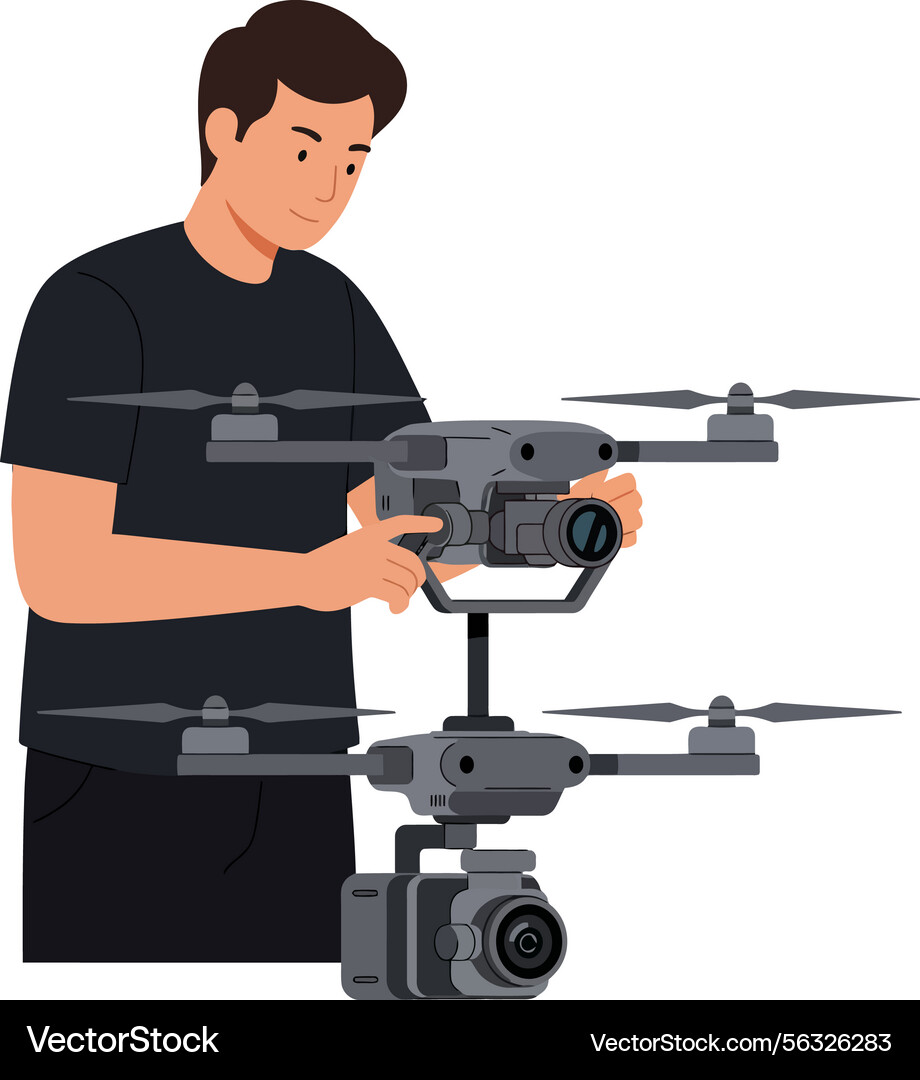 Man Operating Drone with Stabilizer vector image
