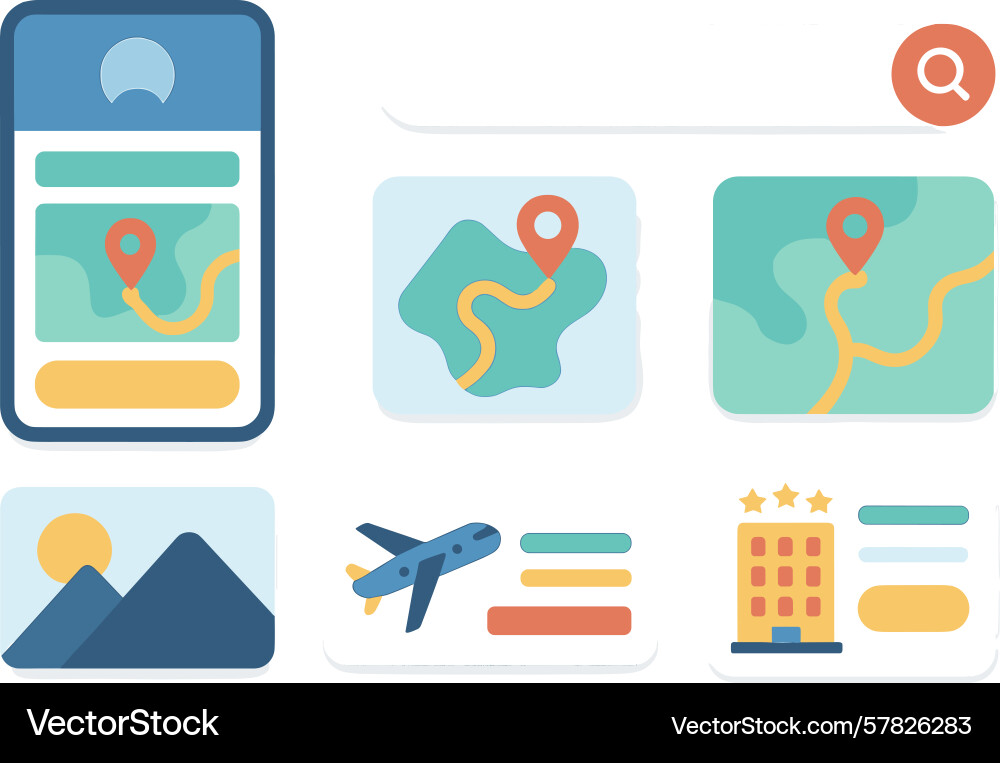Mobile application interface showing travel Vector Image