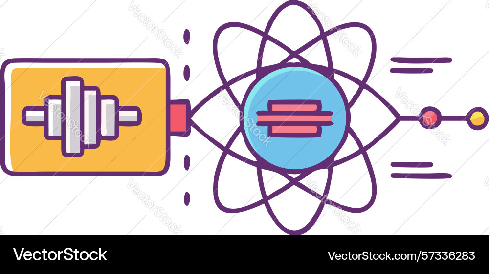 Quantum data flow atomic communication design vector image