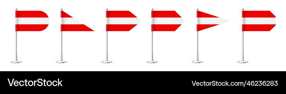 Realistic various austrian table flags on a chrome Realistic various austrian table flags on a chrome vector image