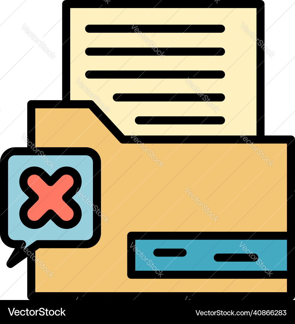Reject folder report icon color outline Reject folder report icon color outline vector image
