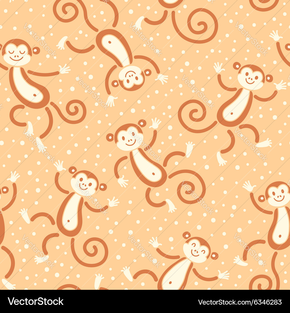 Seamless pattern with monkeys playing in snow Vector Image