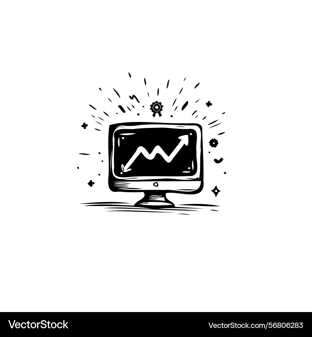 Stylized computer screen displaying upward trend Vector Image