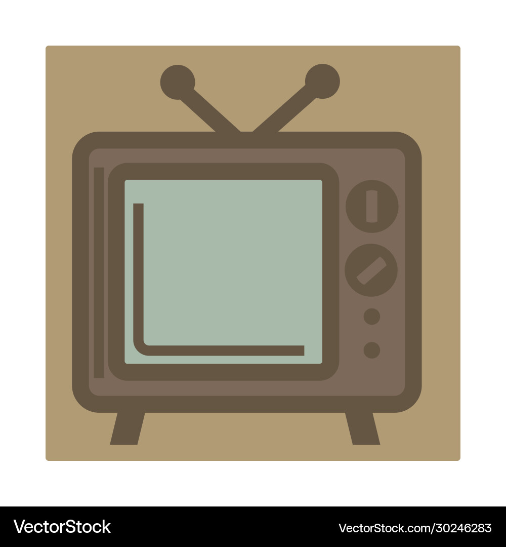 Tv set with antenna retro device isolated icon Tv set with antenna retro device isolated icon vector image