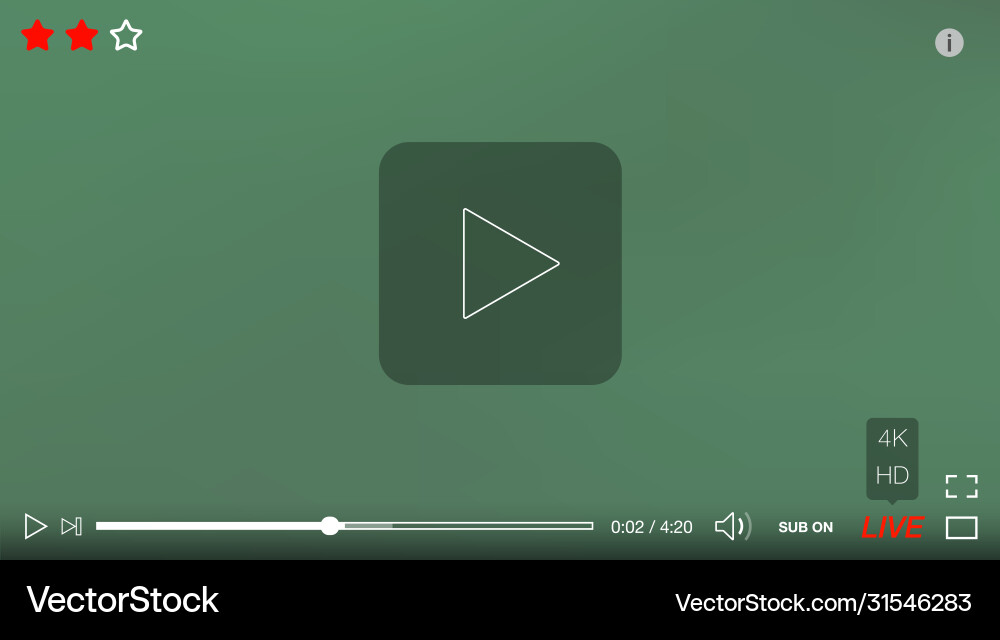 Web video player high resolutions streaming Vector Image