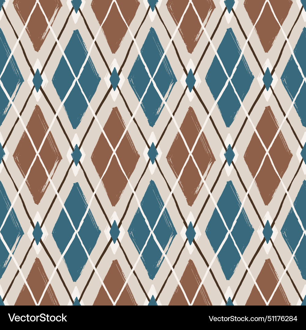 Argyle pattern from brush strokes diamond Argyle pattern from brush strokes diamond vector image