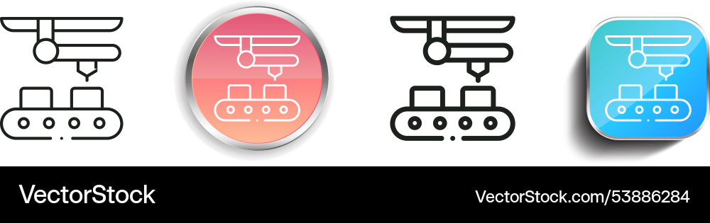 Fabrik-Icon dünne lineare regelmäßige und Knopf Stil Fabrik-Icon dünne lineare regelmäßige und Knopf Stil vektorbild