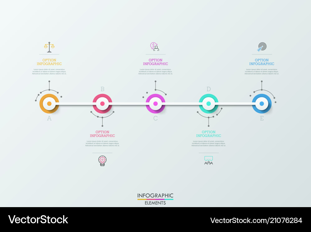 Five Connected Circular Steps Vector Image