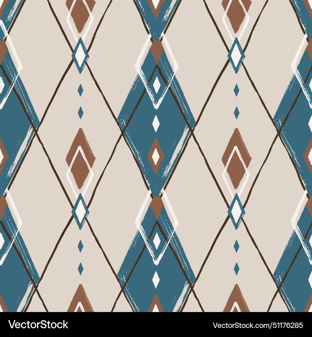 Argyle pattern from brush strokes diamond Argyle pattern from brush strokes diamond vector image