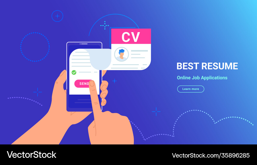 Cv fulfilling and sending online using mobile app Cv fulfilling and sending online using mobile app vector image