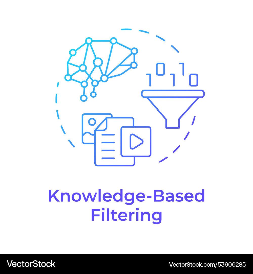 Knowledge-based filtering blue gradient concept Knowledge-based filtering blue gradient concept vector image