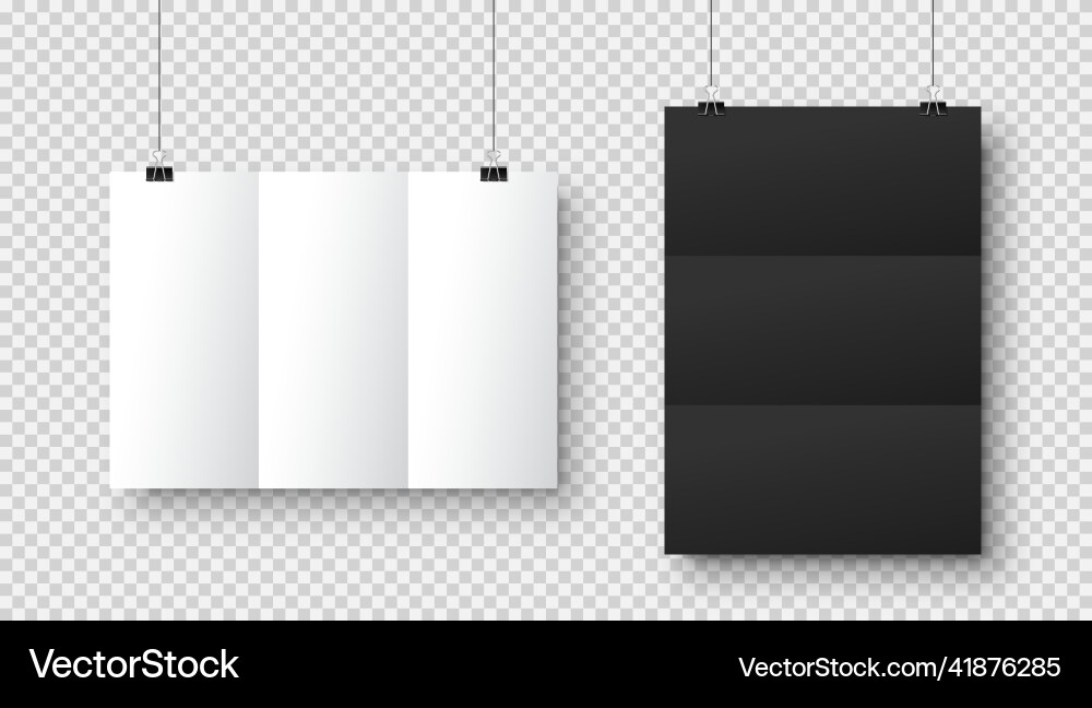 Realistic blank hanging paper sheets in a4 size vector image