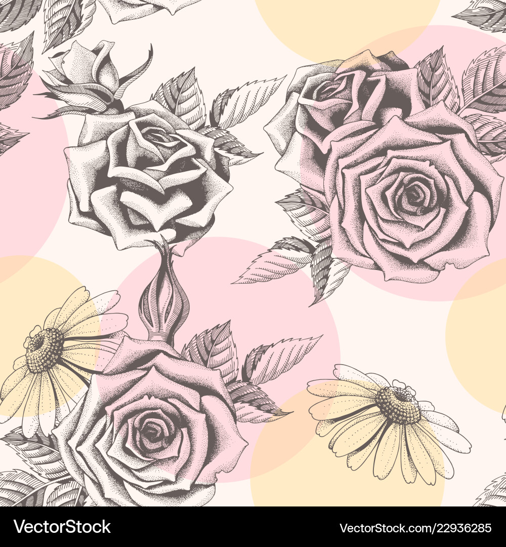 Seamless pattern with hand drawn roses Royalty Free Vector