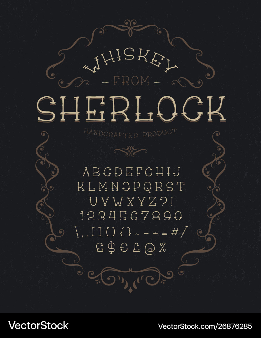 Sherlock Whiskey Font - Retro Badge vector image
