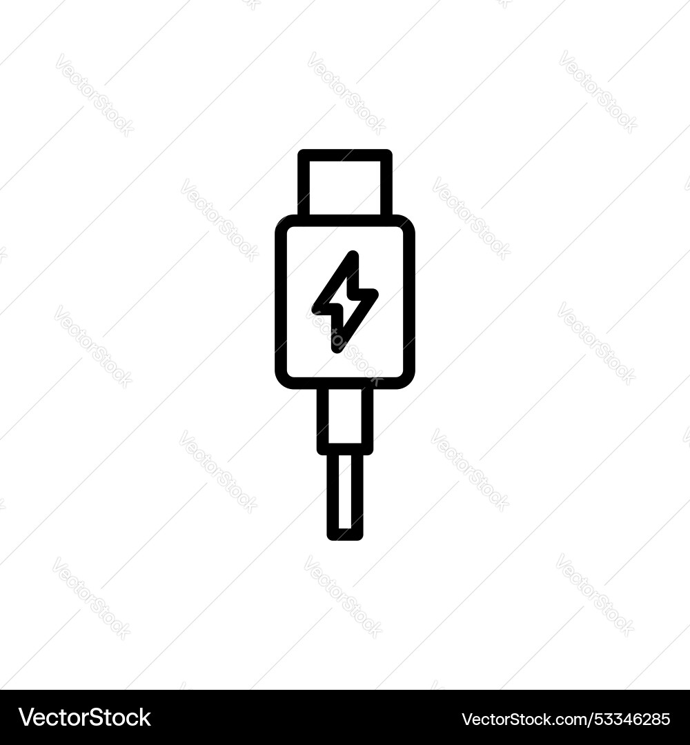 Usb type c line icon isolated on white background Usb type c line icon isolated on white background vector image