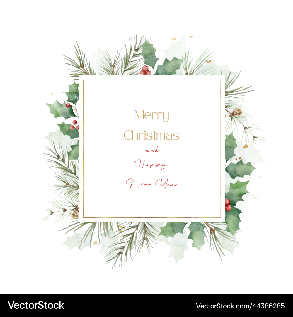 Watercolor Winter Wreath Vector Image