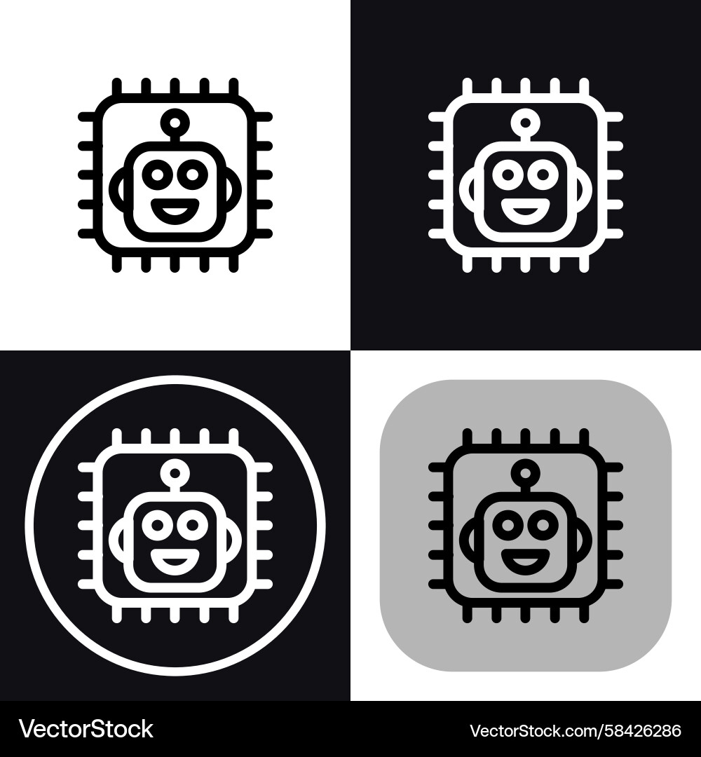 AI Robot Microchip Icon Vector Image