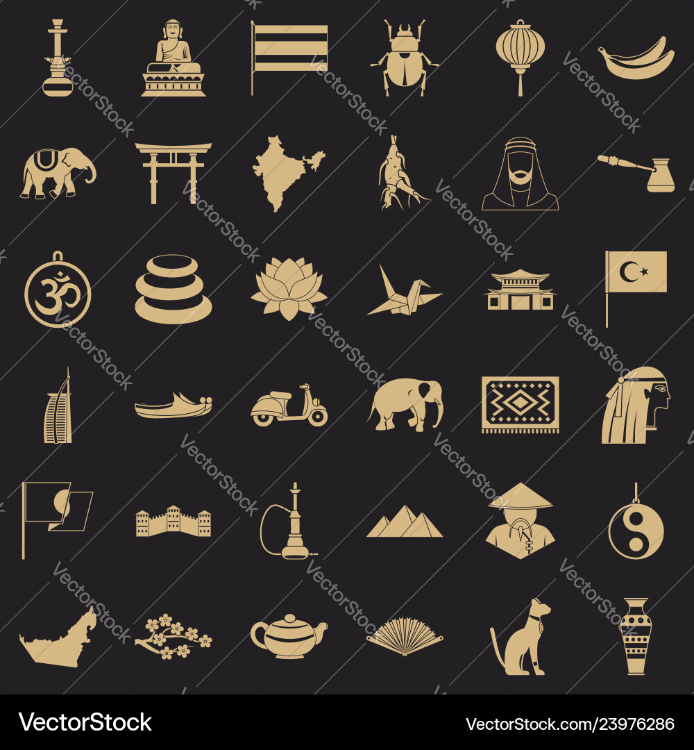 Asian people icons set simple style Asian people icons set simple style vector image
