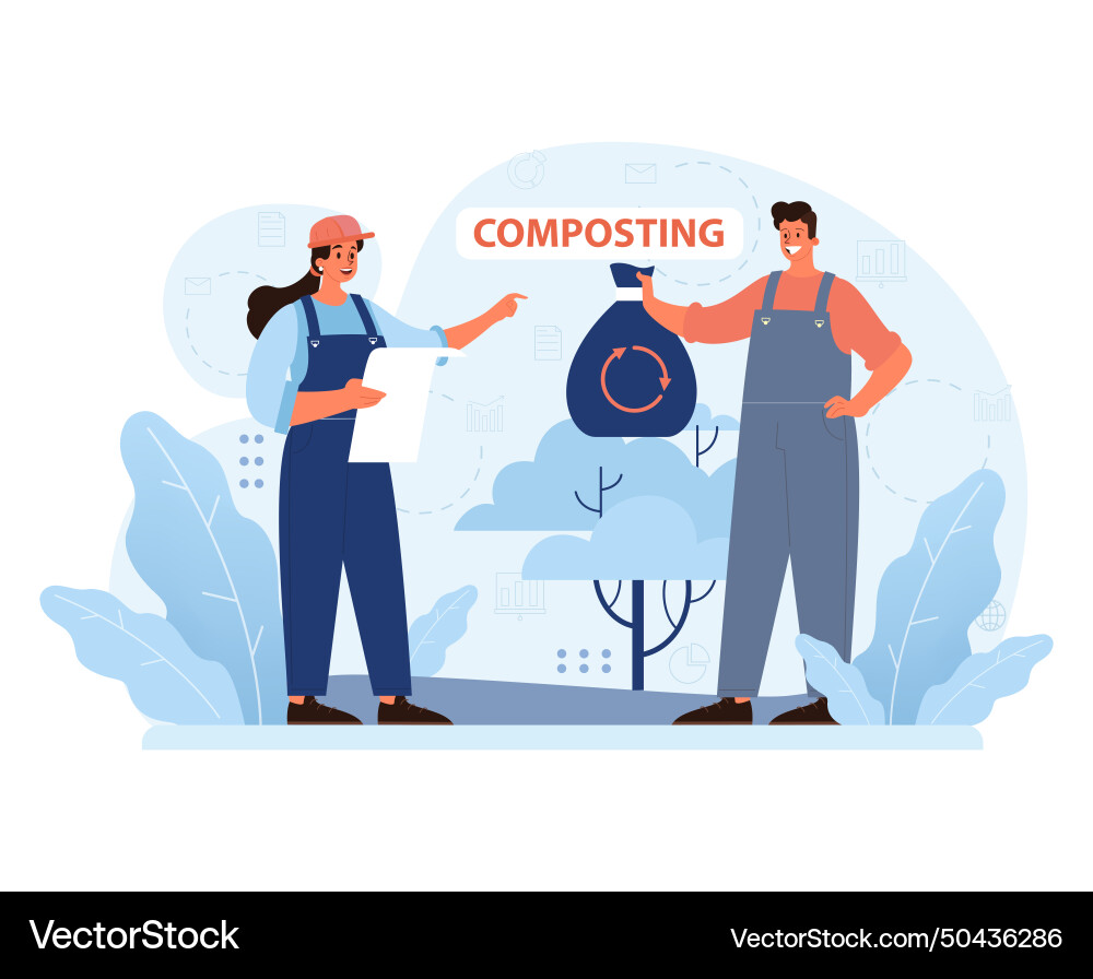 Composting process explained concept flat Composting process explained concept flat Vector Image