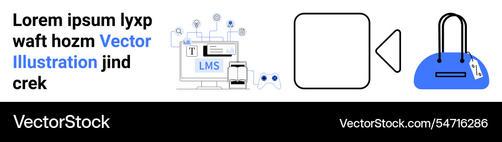 Computer with lms system square icon and blue Computer with lms system square icon and blue Vector Image