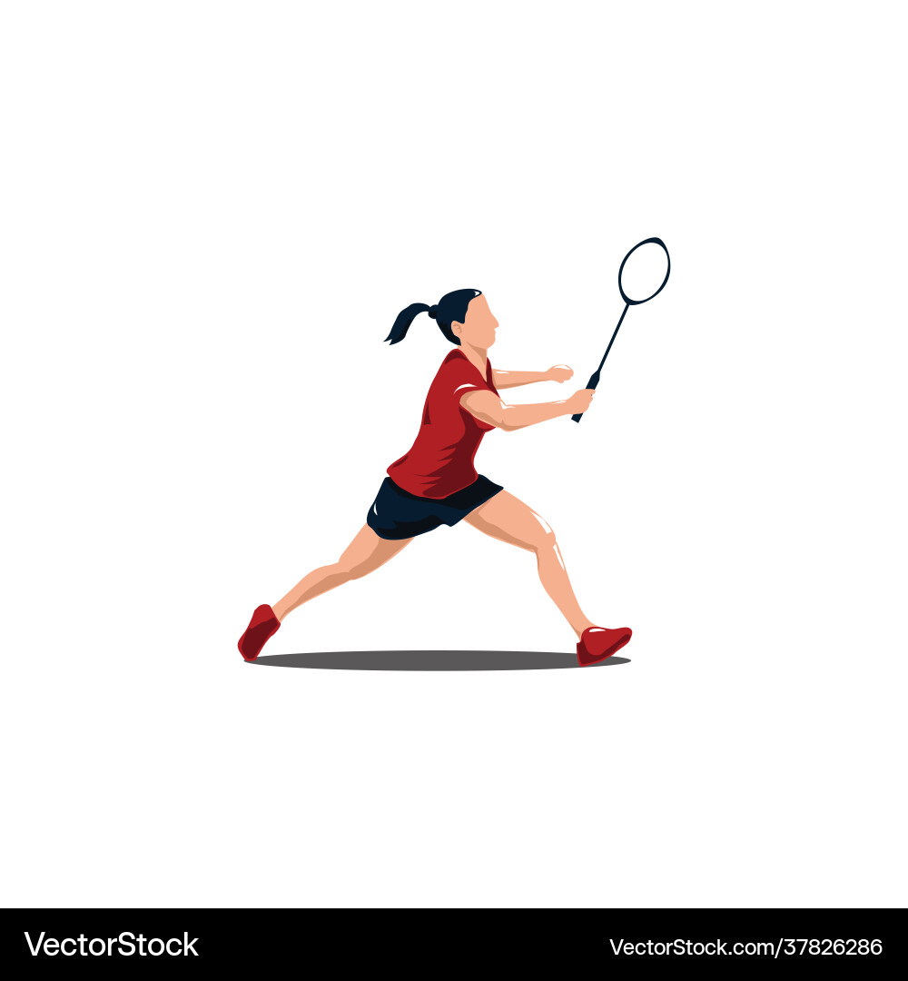 Frauen Badminton bereit zu erhalten Shuttlecock Frauen Badminton bereit zu erhalten Shuttlecock vektorbild