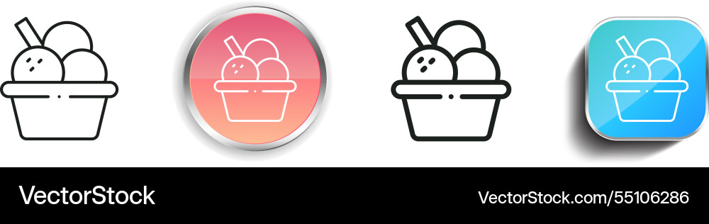 Ice cream icon thin linear regular and button vector image