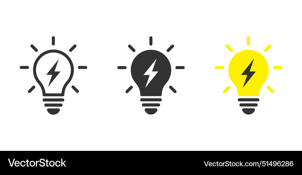 Lightning in light bulb icon and symbol Lightning in light bulb icon and symbol vector image