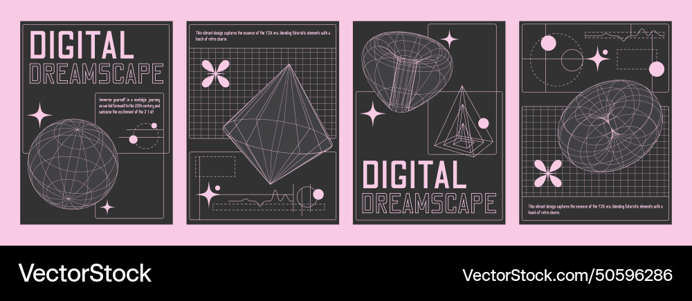 Modern y2k design style poster Royalty Free Vector Image