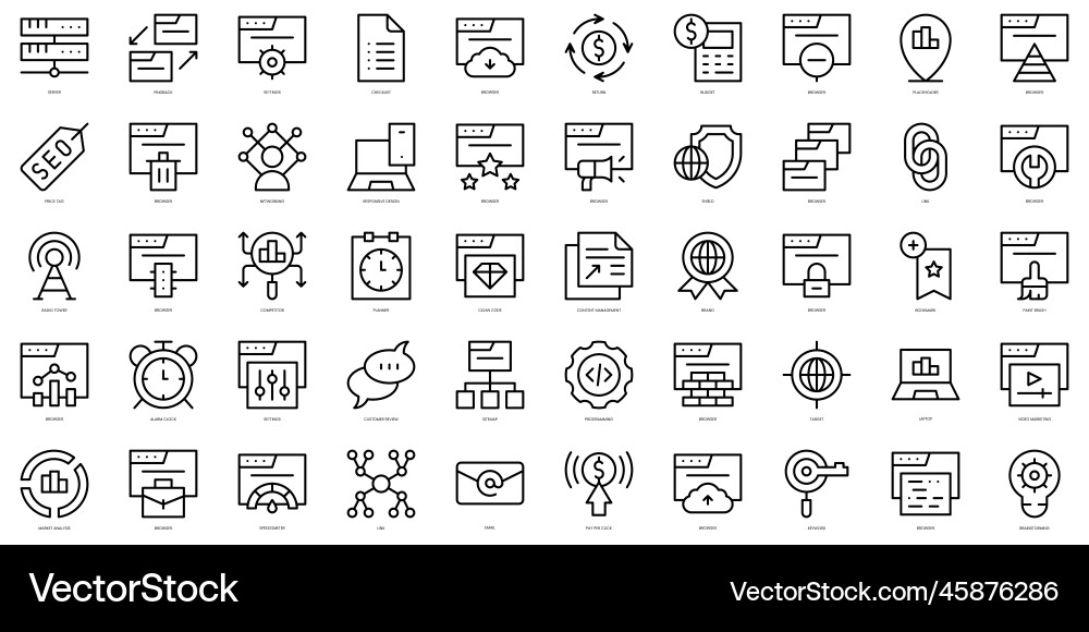 Set of thin line seo and sem icons Vector Image