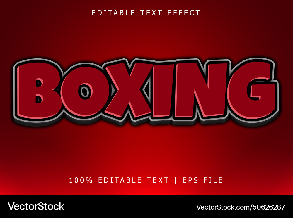 Boxing editable text effect 3 dimension emboss Boxing editable text effect 3 dimension emboss vector image