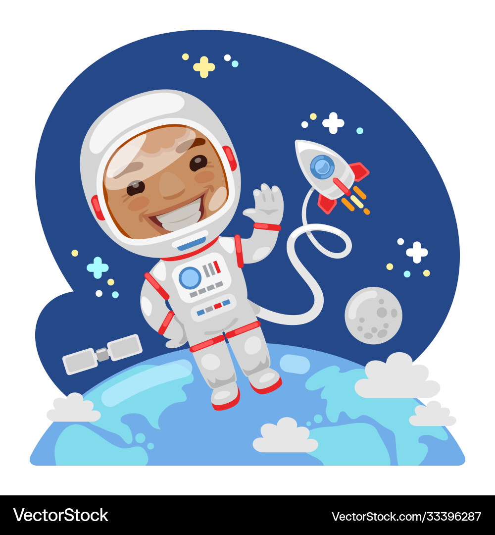 Cartoon Astronaut in Space vector image