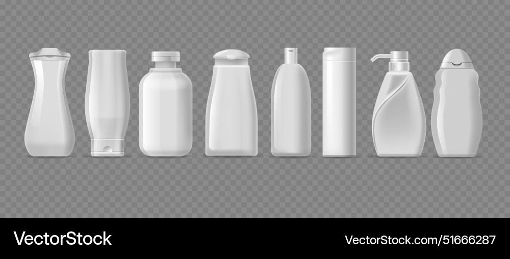 Collection of empty shampoo bottles in different Collection of empty shampoo bottles in different vector image