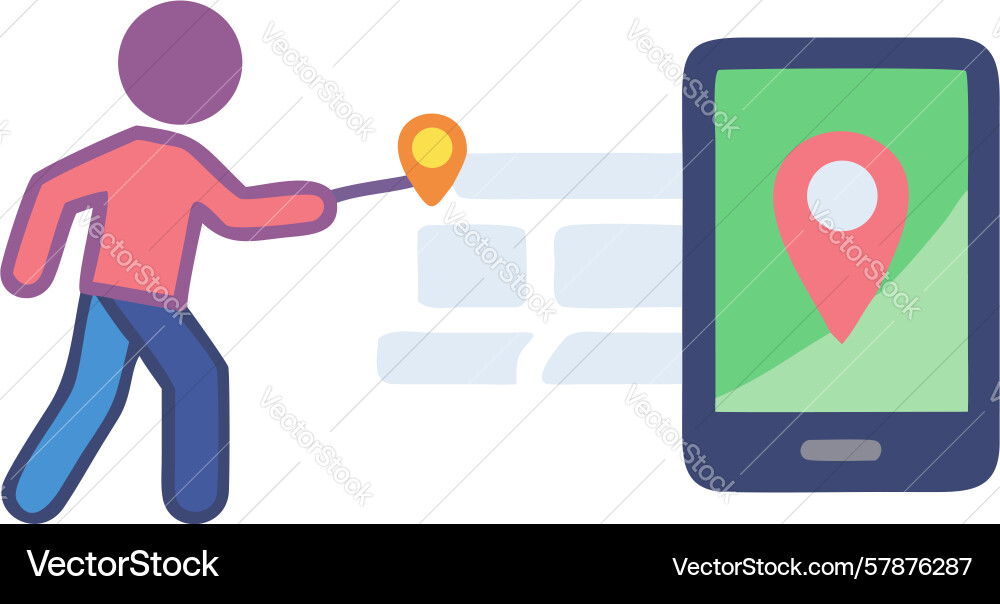 Person using phone for map navigation design Vector Image