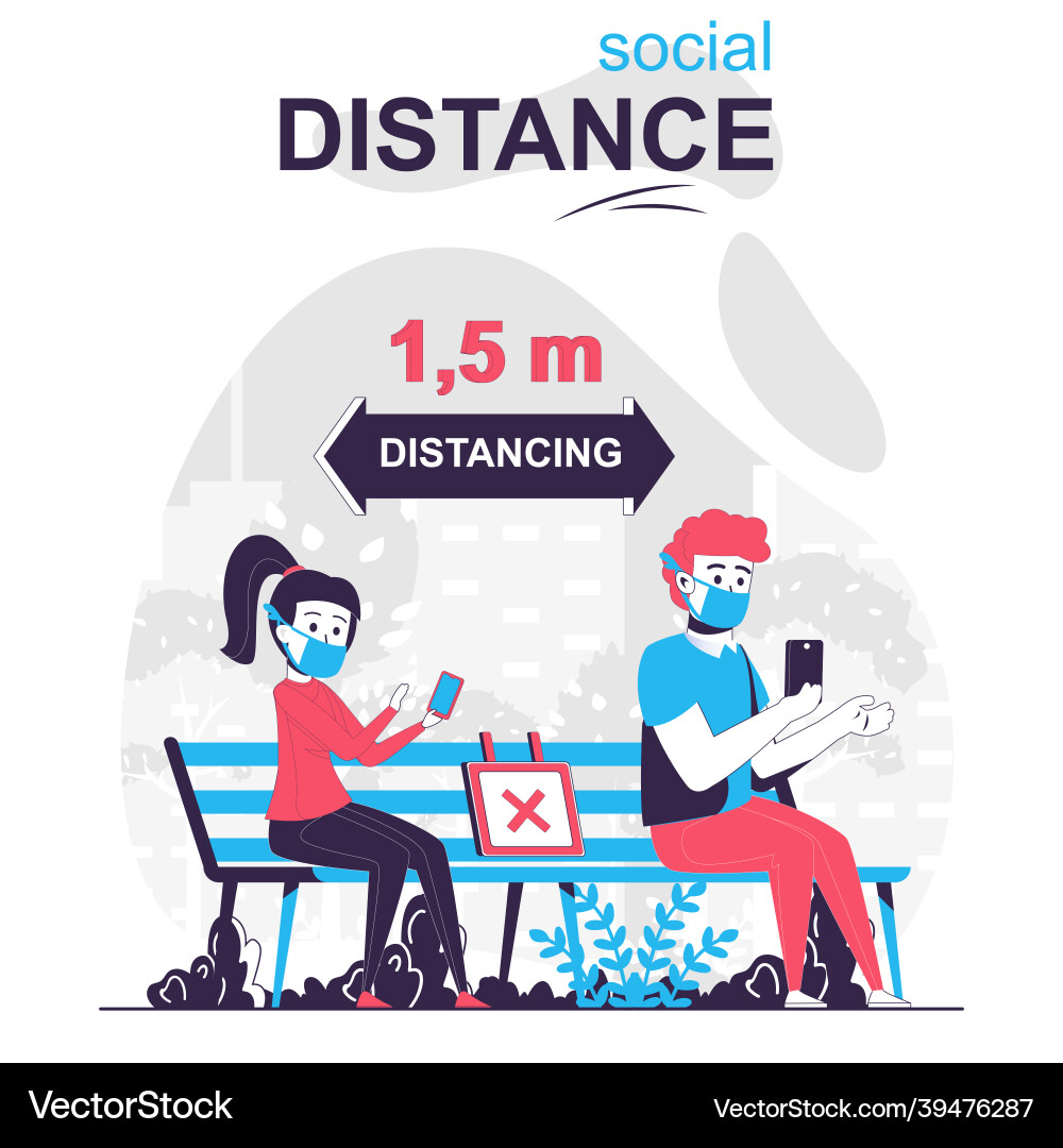 Social distance isolated cartoon concept Social distance isolated cartoon concept vector image
