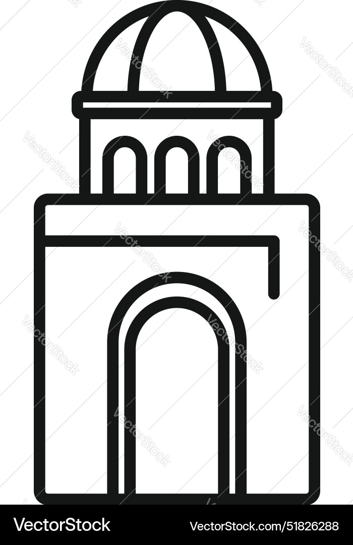 Building with dome columns and archway line Building with dome columns and archway line vector image