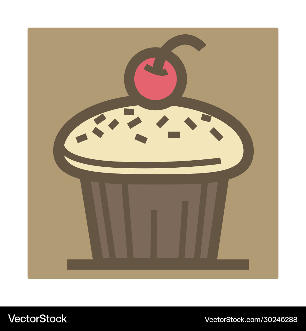 Cupcake mit Kirsche auf Top isoliert Ikone Backen Cupcake mit Kirsche auf Top isoliert Ikone Backen vektorbild