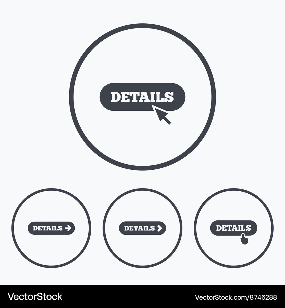 Details with arrow more symbol and cursor Vector Image
