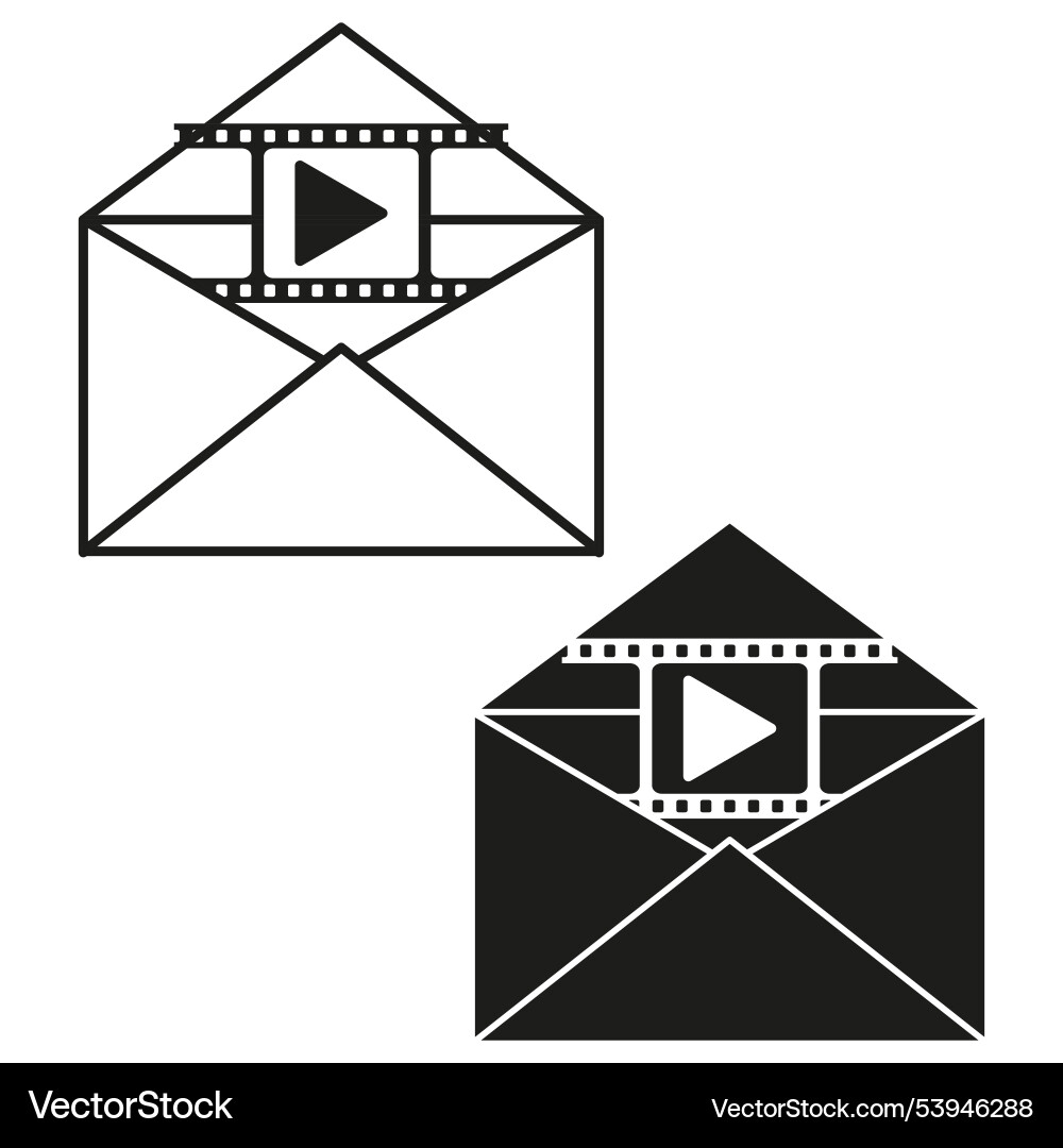 Envelope with video media message icon open mail Vector Image