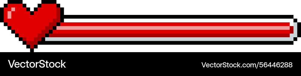 Full red line progress bar game menu with heart Full red line progress bar game menu with heart vector image