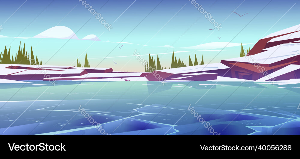 Gefrorener Teich oder See Landschaft Naturlandschaft Gefrorener Teich oder See Landschaft Naturlandschaft vektorbild