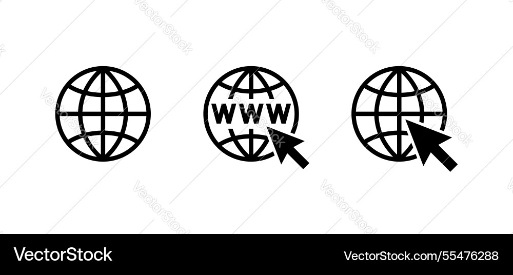 Internet icons - globe cursor planet with www vector image