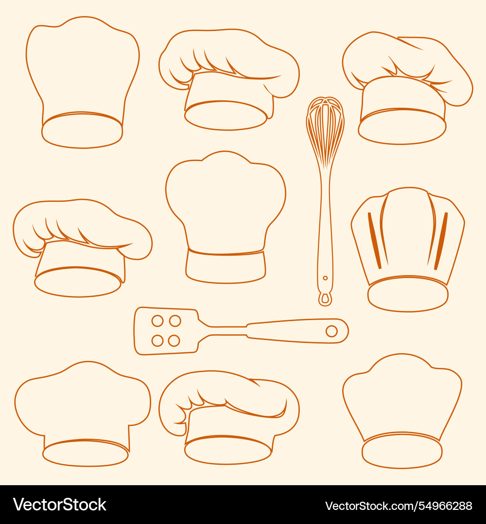 This image features a collection of chef hats vector image