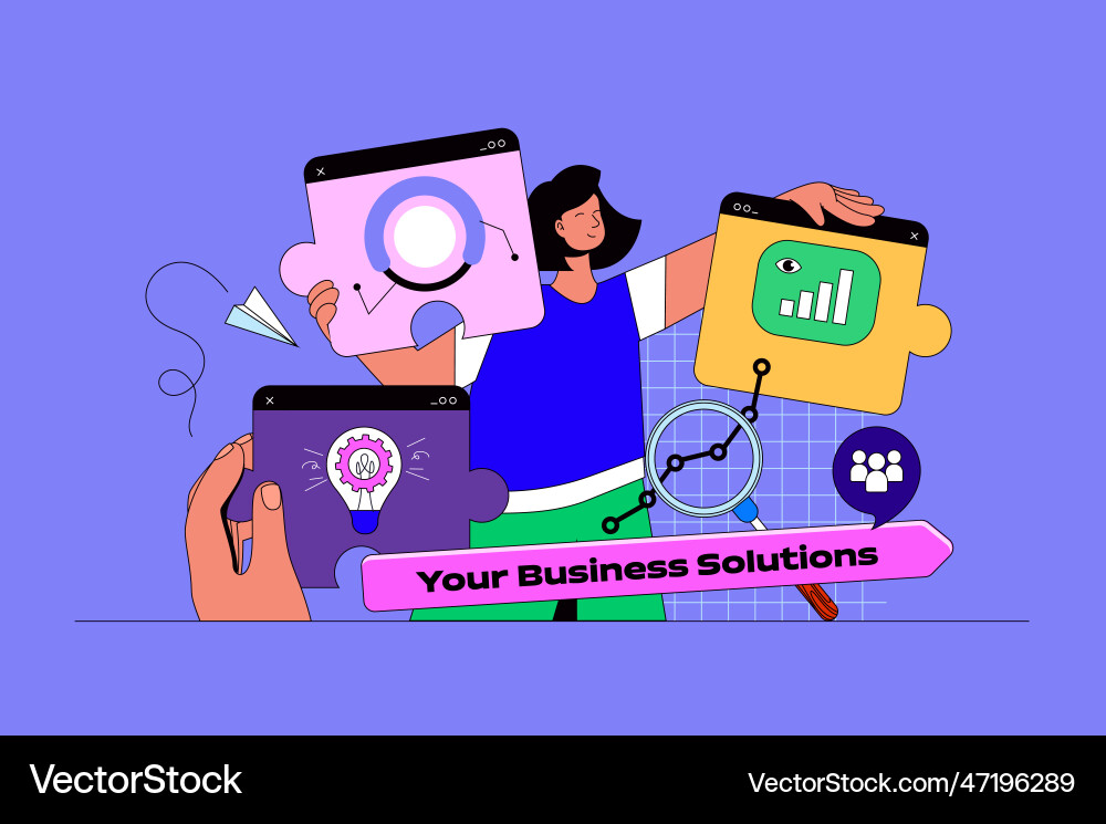 Business solution web concept with character scene vector image