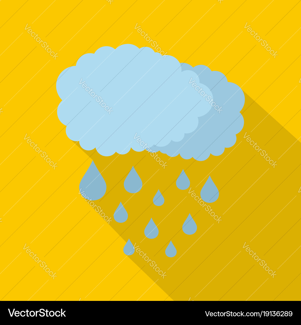 Cloud rain icon flat style Royalty Free Vector Image