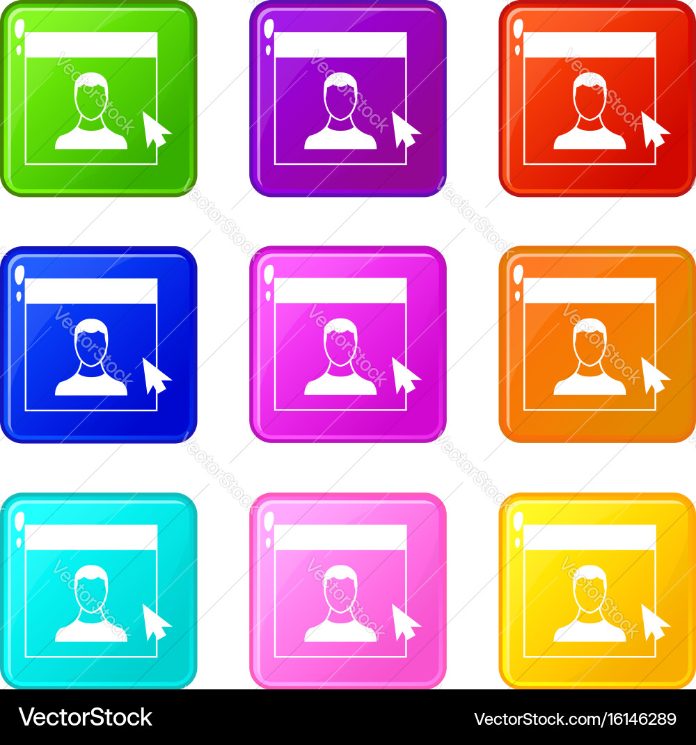 Cursor point man on monitor set 9 vector image