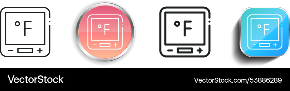 Fahrenheit icon thin linear regular and button vector image